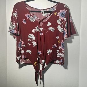 Mudd Crop Top Color: Maroon Size: L